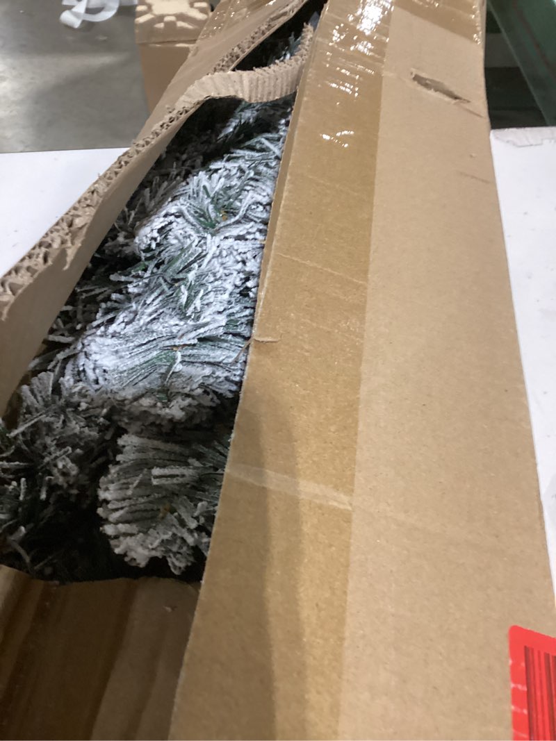 Condition photo showing New/Like New for Christmas Tree, 6Ft/1.8M Artificial Christmas Trees with Lights, Snow Flocked Xmas Tree with Foldable Stand Hinged for Home Indoor Decor