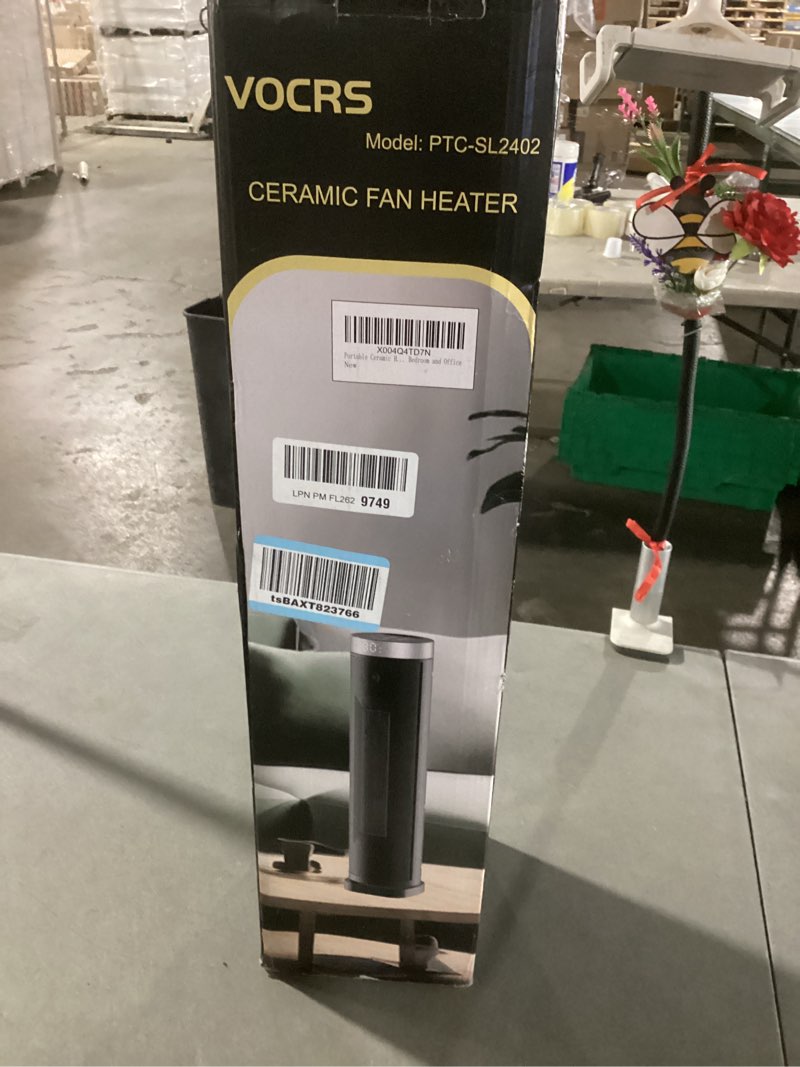 Condition photo showing As Is for space heater for indoor use with remote - 70° oscillating tower electric heater, 24 inchs, 12h timer, 1500w quiet ptc ceramic heating with thermostat, fast safety heat for office, home, bedroom