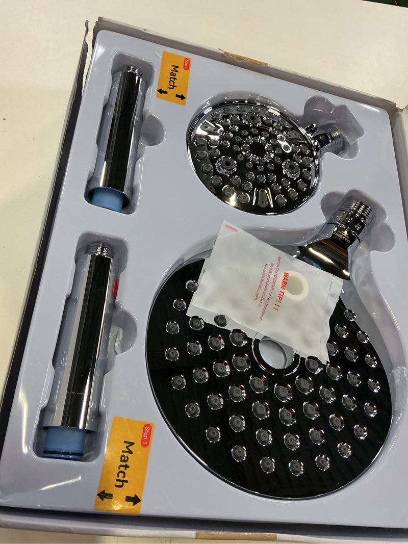 Condition photo showing Good Condition for makefit dual filtered rain shower head combo, handheld shower head with adjustable bar - rainfall shower head and showerhead with filter for hard water - removes chlorine 8 inch filtered chrome
