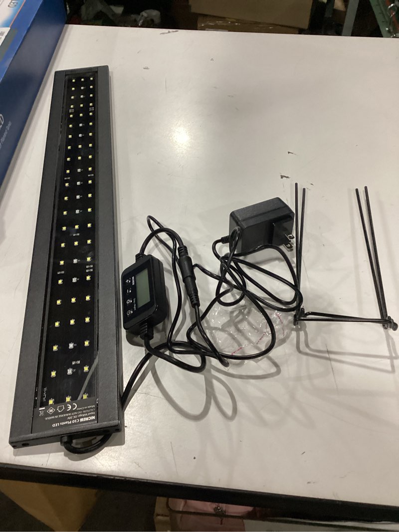 Condition photo showing As Is for nicrew c10 plants led aquarium light, 24-30 in, 16 watts, full spectrum fish tank light with timer, day and night cycle, brightness adjustable 24 - 30 in