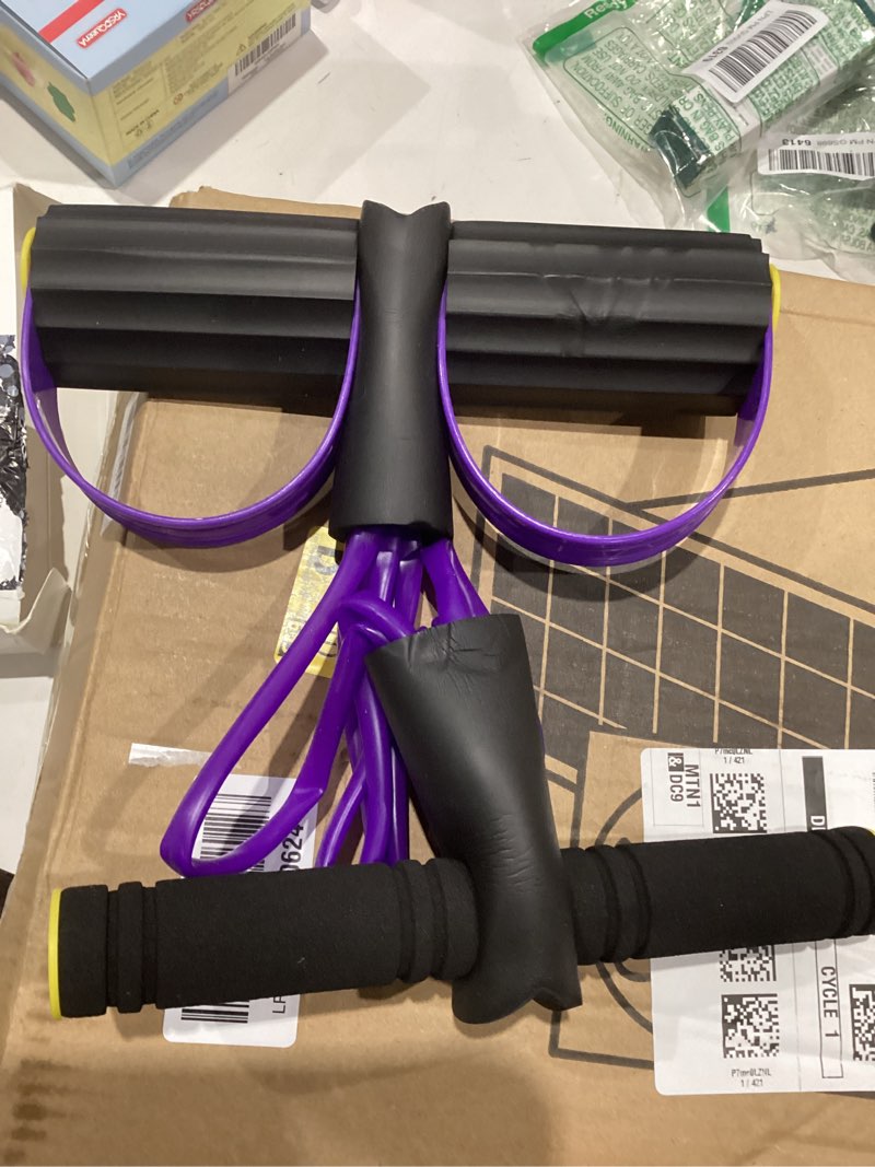 Condition photo showing Good Condition for pedal resistance bands with handles, upgrade 6-tubes manual tension training pedal, natural rubber foot pedal resistance bands, multifunction fitness bands for abdomen, waist, arm, leg purple