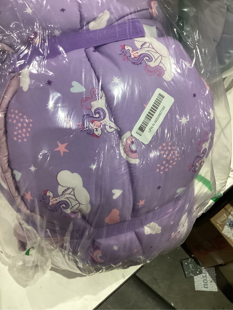 Condition photo showing As Is for Toddler Nap Mat with Pillow and Blanket, Extra Large Rolled Napping Mats,Slumber Bags for Boys Girls,Kids Sleeping Bag for Daycare, Preschool Travel Camping Purple Unicorn