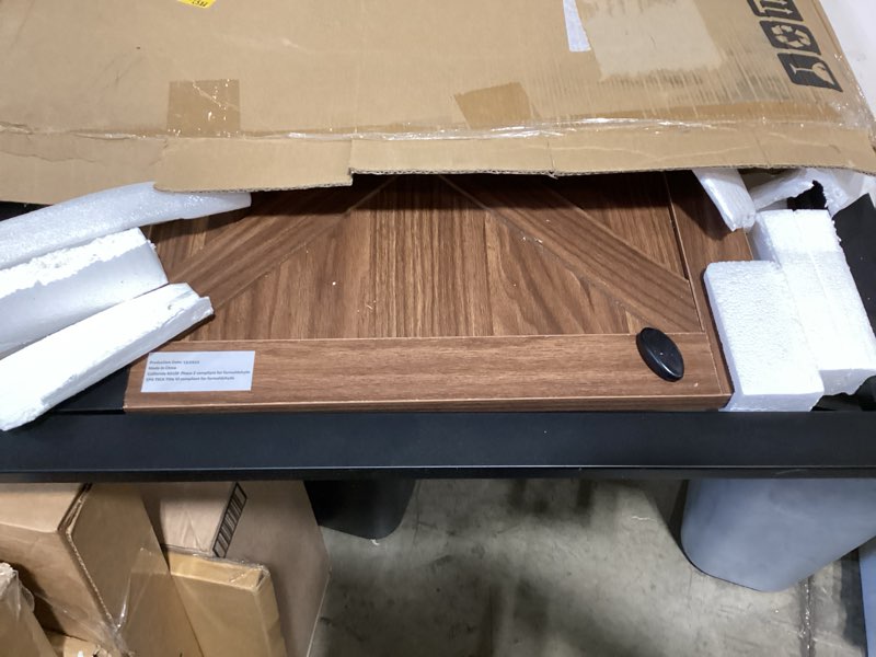 Condition photo showing New/Like New for beenbkks barn door dog gate, anti-kick pet gate with walk through door, modern farmhouse puppy gate, pressure mounted safety dog gate for doorways stairs house, for 29" to 40" wide openings, 30" tall walnut 30" tall