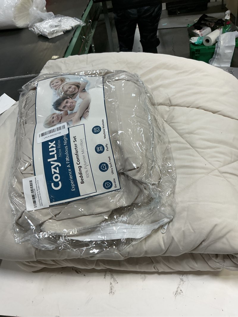 Condition photo showing As Is for cozylux king size comforter set beige - 7 pieces bed in a bag king, luxury soft bed set for all seasons, bedding set with down alternative comforter, sheets, pillowcases & shams beige king