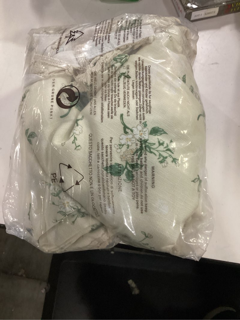 Condition photo showing Good Condition for oyx floral curtains semi blackout curtains green floral linen farmhouse curtains floral curtains for living room bedroom pattern light filtering country vintage curtain 84 inch 2 panels sage green floral spring 52"w x 84"l (pack of 2)