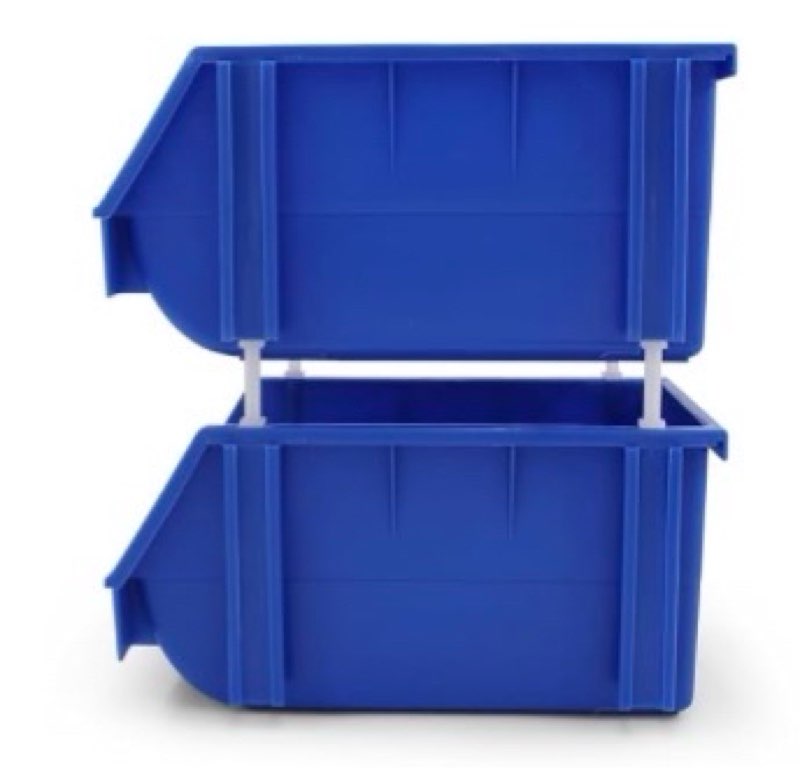 DJC Supply 5.9" X 9.4" X 4.9" BLUE Heavy duty thermoplastic storage bin organizer, Stackable, Hangab