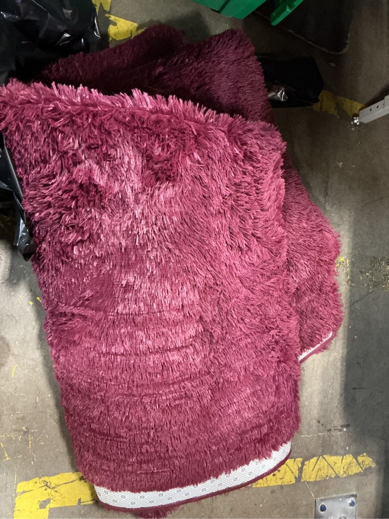 Condition photo showing As Is for 8x10 area rugs for living room bedroom, large area rug shaggy carpet soft plush furry bedside rug, rugs for home decor (burgundy, 8 x 10) 8' x 10' (rectangular) burgundy