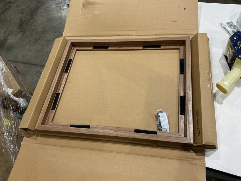 Condition photo showing Good Condition for mcs canvas float frames 16x20 frame, walnut woodgrain for finished canvases, vertical & horizontal wall hanging large with adhesive for canvas paintings (1-pack)