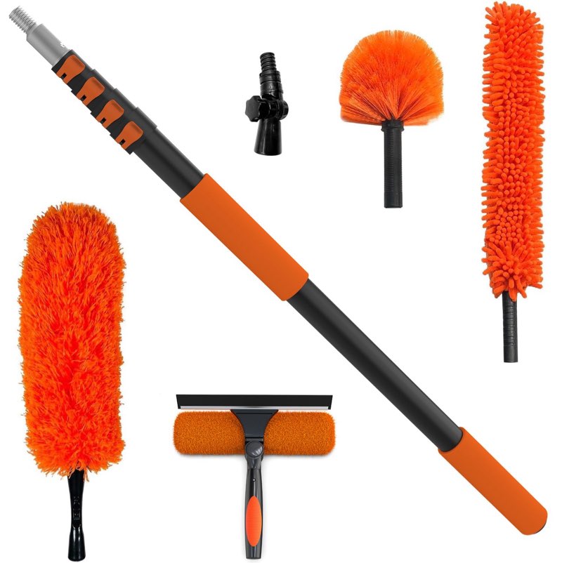 26FT High Reach Duster Cleaning Kit with 5-20 FT Extension Pole,High Ceiling Dusting and Window Clea