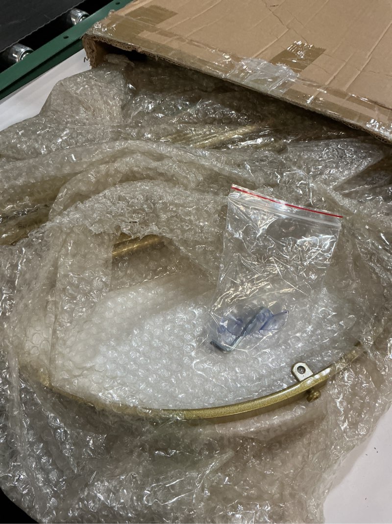 Condition photo showing Good Condition for round glass end table, 19" modern 2-tier side table with clear tempered glass top and gold stainless steel base for living room or bedroom end table - 19.69"l x 19.69"w x 21.65"h gold/clear