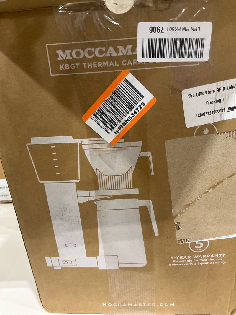 Condition photo showing As Is for Technivorm Moccamaster 79317 KBGT thermal Carafe 10-Cup Coffee Maker 40 Ounce, Stone Grey 1.25l Stone Grey Coffee Maker