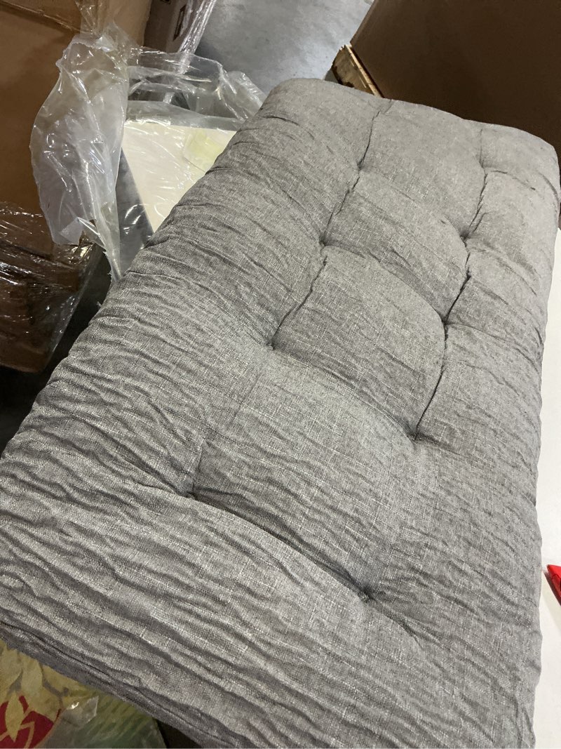 Condition photo showing Good Condition for baibu 36 Inch Dual-Layer Patent Design Memory Foam Bench Cushion, Non-Slip Indoor Bench Cushion Standard Size Foam Pad with Machine Washable Cover (Dark Grey, 36x15x3in) Dark Grey 36x15x3 Inch (Pack of 1)