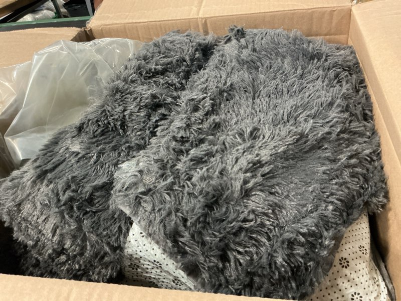 Condition photo showing As Is for olanly 9x12 machine washable large area rugs for living room, bedroom, soft fluffy shaggy bedside rug, indoor floor carpet for kids girls and boys, dorms, nursery, home decor aesthetic, grey 9x12 ft grey