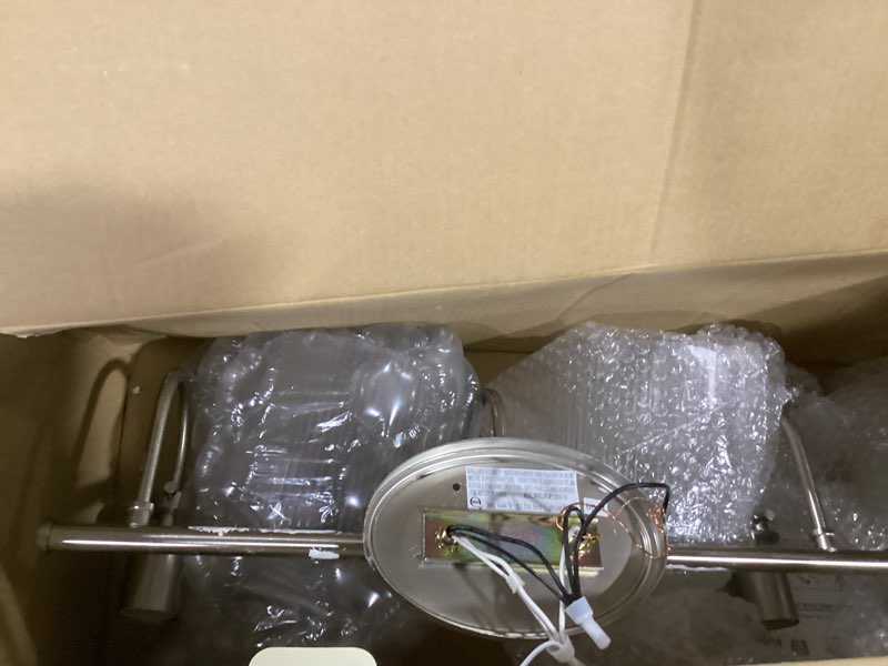 Condition photo showing As Is for allen + roth littleton 22.2-in 3-light brushed nickel traditional vanity light