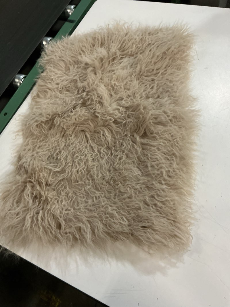 Condition photo showing Good Condition for quince luxe mongolian lamb lumbar pillow cover individual color khaki 12x20