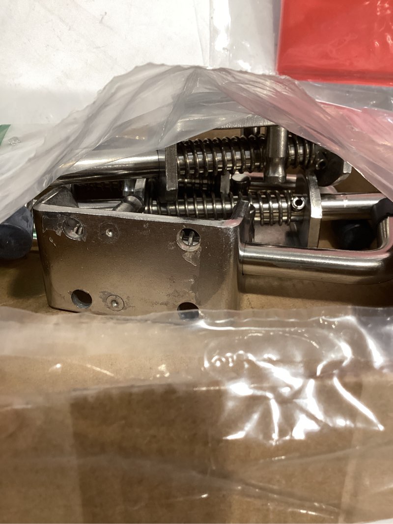 Condition photo showing Good Condition for heavy duty spring loaded latch lock, stainless steel, 6.5 inch, 4-pack, faster locking bolt lock for door gate shed trailer tailgate garage