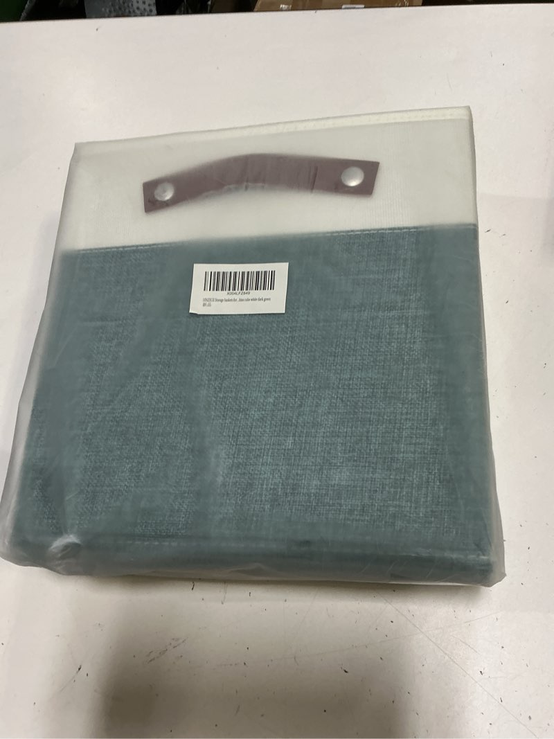 Condition photo showing New/Like New for hnzige storage organizer bins fabric cubes for cube organizer bins for organizing 11 cube storage bin, collapsible storage bins with handles,foldable storage cubes(white&dark green) white&dark green 11 x 11 x 11 inches-4pcs