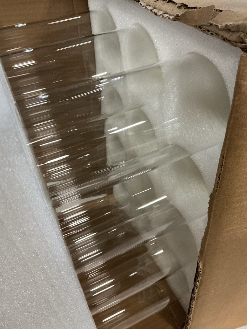 Condition photo showing New/Like New for showgeous 12 pcs hurricane candle holder, d:3" h:16" open ended glass candle cylinder sleeve, clear glass cylinder candle holder, open flame candle chimney tube cover, bottomless cylindrical glass