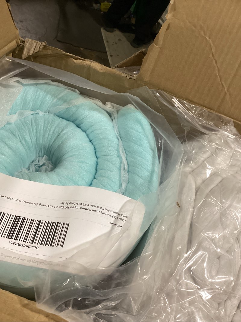 Condition photo showing Good Condition for Dual Layer 3 Inch Memory Foam Mattress Topper Full Size, 2 Inch Cooling Gel Memory Foam Plus 1 Inch Down Alternative PillowTop Mattress Pad Cover with 8-21 Inch Deep Pocket Full Dual Layer White