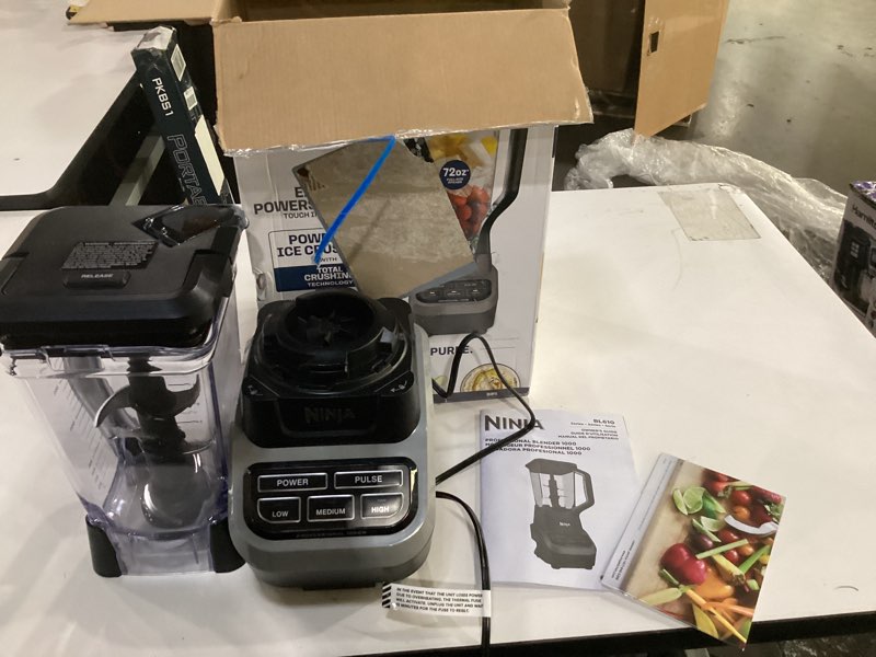 Condition photo showing As Is for not tested*** ninja bl610 professional 72 oz countertop 1000-watt base and total crushing technology for-smoothies, ice and frozen fruit, black, blender + pitcher