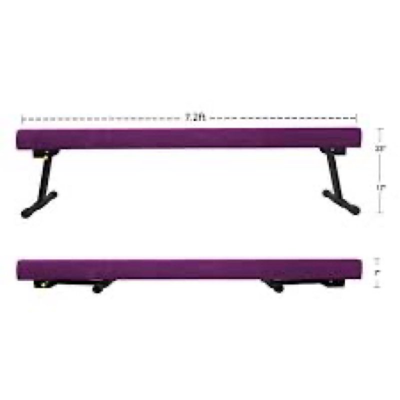 GLANT 8ft Ultrasimple Adjustable&Foldable Balance Beam,High-Low Floor Beam Suede Gymnastics Equipmen