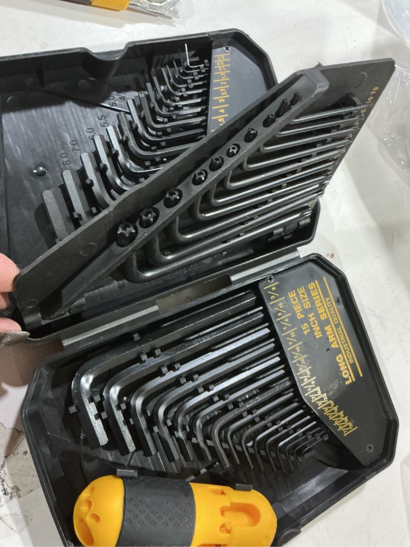 Condition photo showing Good Condition for elead hex key allen wrench set: 41-piece hex and torx key set with torque handle, standard sae(0.028"-3/8") & metric(0.7mm-10mm) & torx(t9-t50) in storage case, heat treated chrome vanadium steel new version