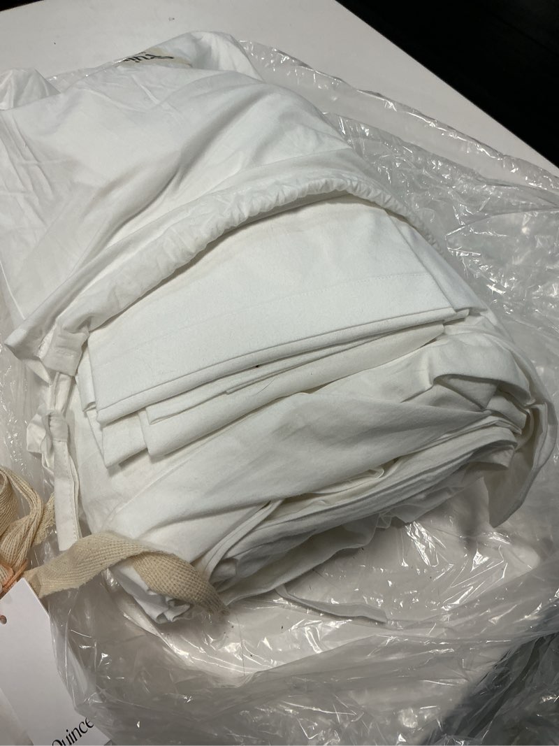 Condition photo showing As Is for organic brushed cotton duvet cover set, king/cal king, white
