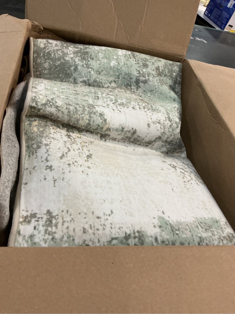 Condition photo showing Good Condition for area rugs 5x7 for living room bedroom, modern abstract machine washable large light green rug soft rug, low pile floor carpet with non slip backing for dining room light green/cream 5' x 7' (rectangular)