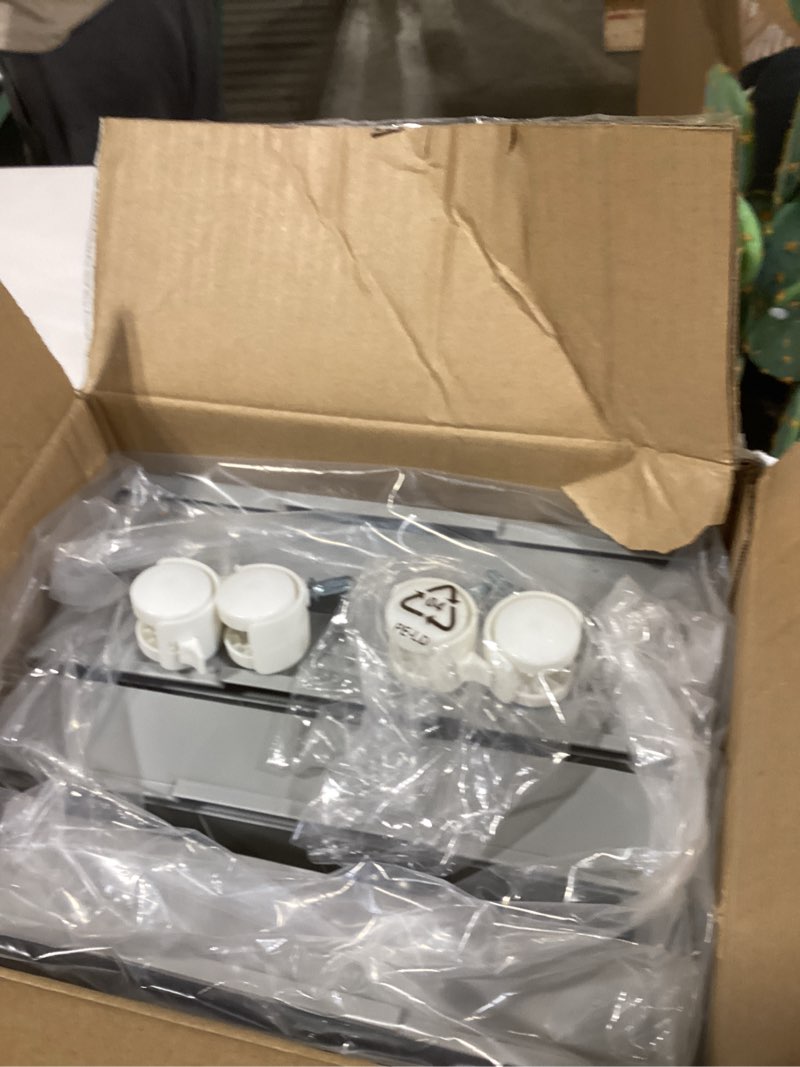 Condition photo showing Good Condition for amazon basics 4-tier storage bins with lids, stackable and collapsible, 23qt per tier, 92qt total capacity