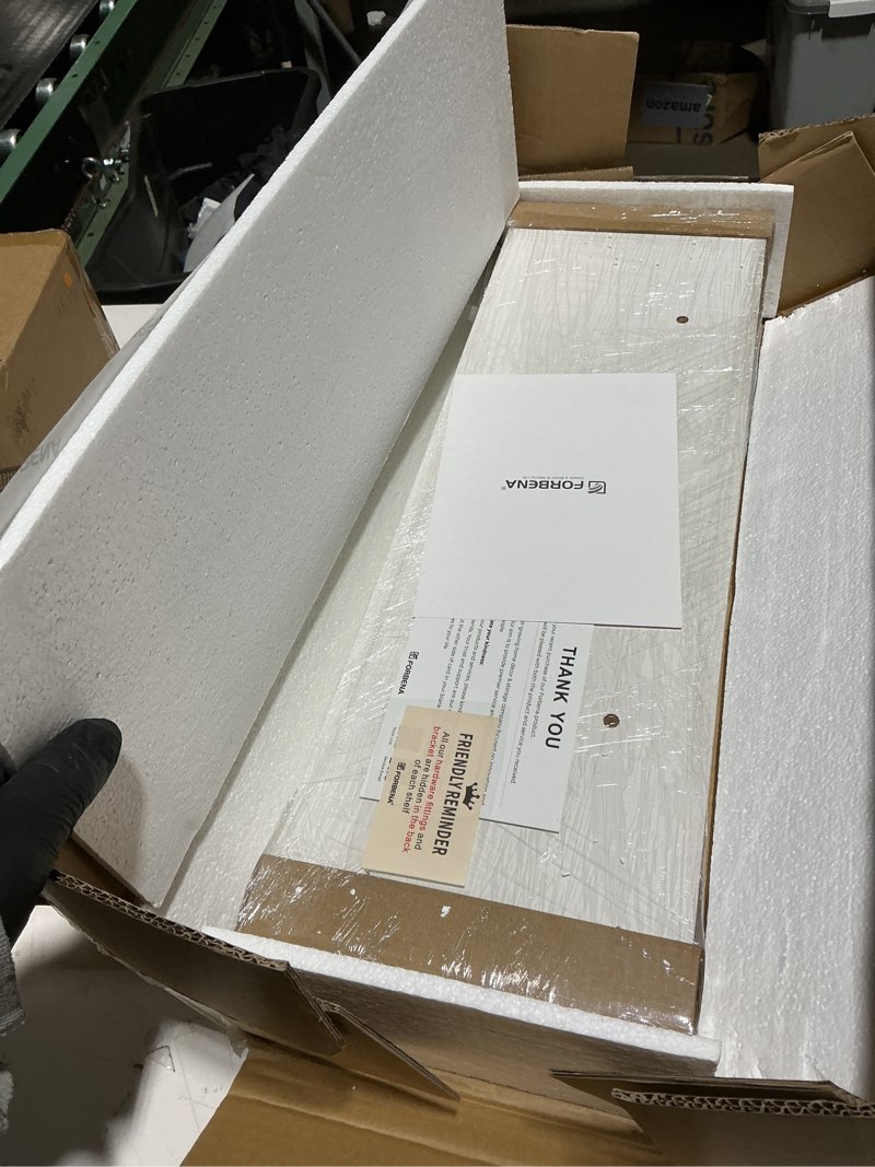 Condition photo showing Good Condition for Forbena White Floating Shelves for Wall Decor, 24 Inches Long Wall Shelves for Bedroom Storage, Large Deep Hanging Shelves for Bathroom Office Laundry Living Room Book Kitchen Closet -Set of 3 23.6 Inch White