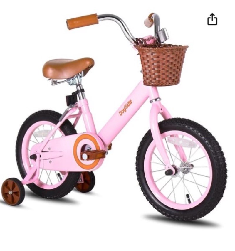 joystar vintage kids bike with training wheels & basket, 12 14 16 18 20 24 inch kids bicycle for 2-14 years girls & boys (green, beige & pink)
