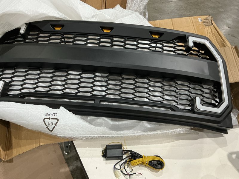Condition photo showing Good Condition for eomd raptor style front bumper grill compatible with 2015 2016 2017 f150 w/drl & turn signal lights matte black