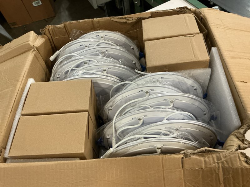 Condition photo showing Good Condition for ensenior 24 pack 8 inch led recessed ceiling light, dimmable, 2700k-5000k 5cct, 1600lm 18w 120v, high brightness dimmable canless wafer downlight - etl&fcc&ic 8 inch 5000k/4000k/3500k/3000k/2700k - 5cct white