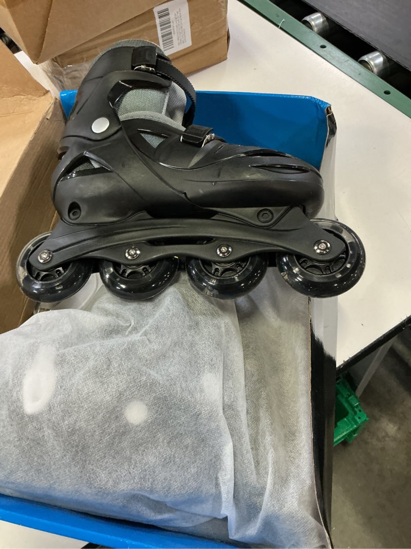Condition photo showing As Is for 2pm sports inline skates with light up wheels, roller skates blades for boys girls kids ages 5-8 8-12 4-6 6-12, size adjustable beginner blades roller skates large - youth (4y-7y us) black & gray