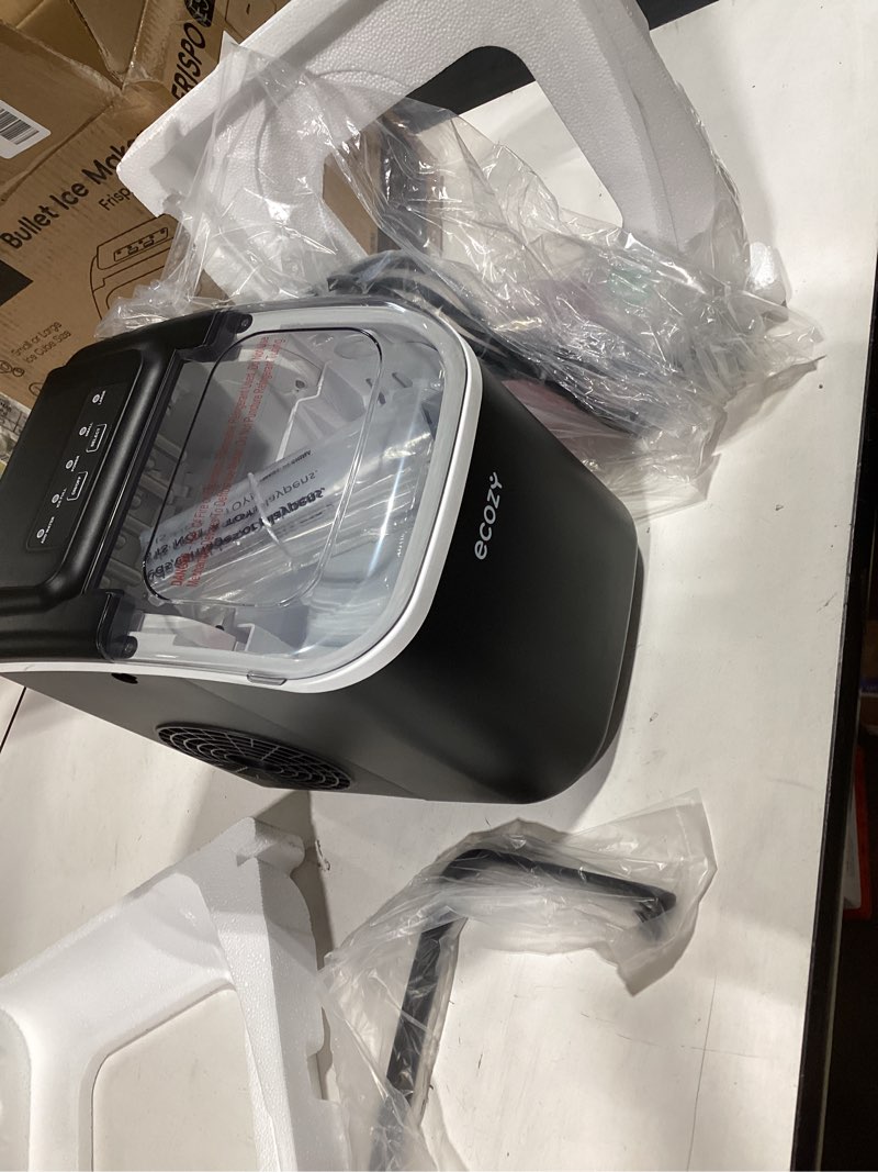 Condition photo showing New/Like New for ecozy portable ice makers countertop, 8 cubes in 6 mins, 26lbs/day, bullet ice maker machine with 2 ice sizes, self-cleaning ice maker with carry handle for home/kitchen/party/travel - 2026 version