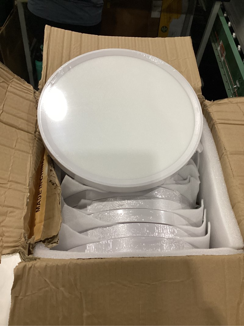Condition photo showing New/Like New for dimmable 12inch led flush mount ceiling light, 24w, 2520lm, 2700k/3000k/4000k/5000k/6000k cct selectable,led round flat panel light dimmable from 5% to 100% for bedroom,kitchen,hallway, white 12pk white dimmable-12inch-12pk