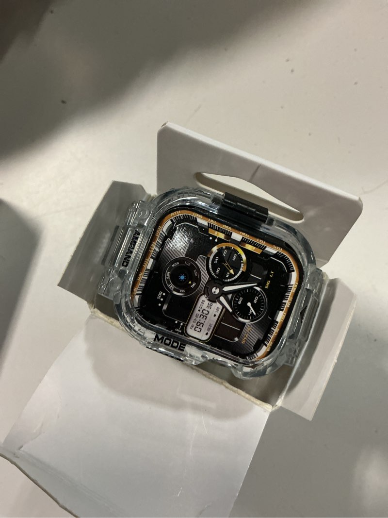 Condition photo showing Good Condition for amband bands case compatible with apple watch series 11/10 46mm for men women, m1 sport rugged heavy duty cover tactical strap military grade protective bumper protector for iwatch 46mm men, clear clear 46mm (series 11/10)