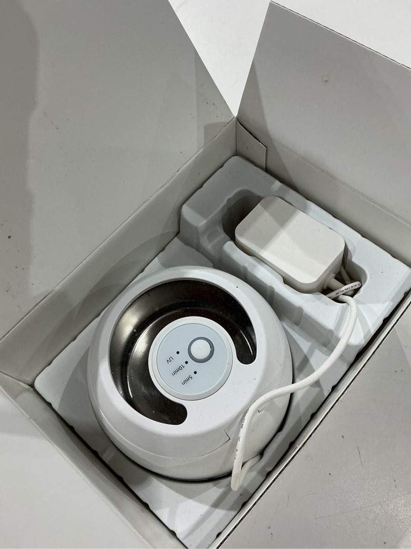 Condition photo showing As Is for beser ultrasonic retainer cleaner, 2x clean, 4x sterilize, dental retainer cleaner machine pod for aligner, nightguard, mouth guard, denture cleaner, oral dental care, ipx6, 200ml, white