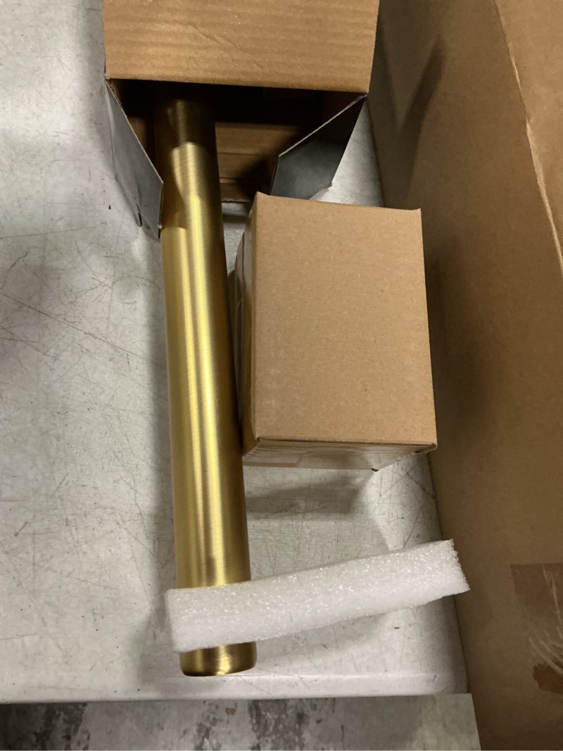 Condition photo showing New/Like New for 1-1/8 inch diameter gold curtain rods with knurl-look finial, 36-72'' telescoping single curtain rods for window width 24-68 inch, 1 pack gold 36-72''