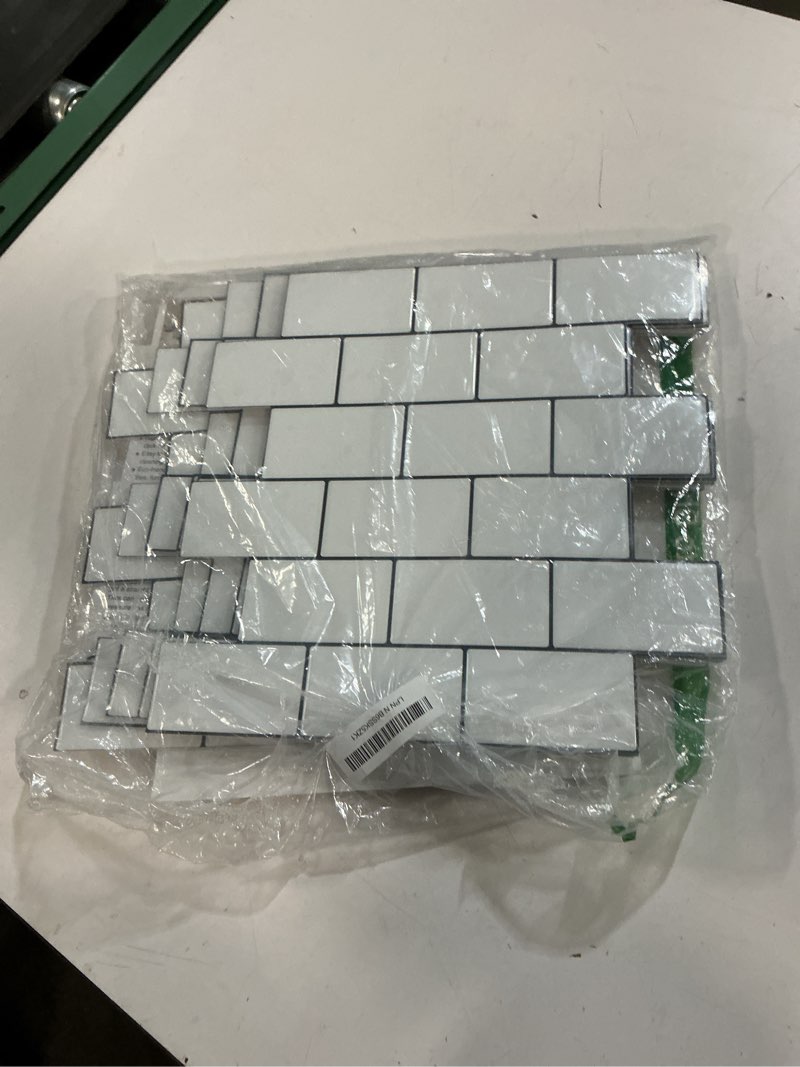 Condition photo showing Good Condition for stickgoo 10-sheet white subway tiles peel and stick backsplash, stick on tiles kitchen backsplash (thicker design) 10 warm white with grey grout