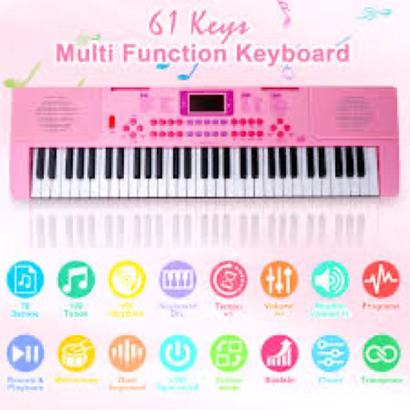 Kids Keyboard Piano, 61 Light-up Key Electric Piano Musical Learning Toy for Beginners with Micropho