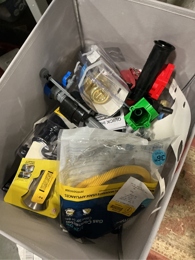 Condition photo showing As Is for Assorted Home Improvement Lot (Small Tools, Screw, Home Accessories, etc.)