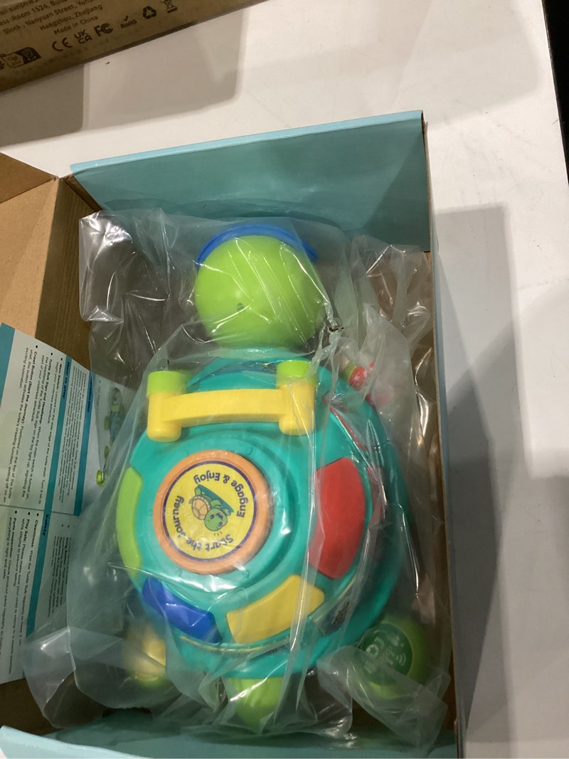 Condition photo showing New/Like New for toddlercley baby toys 6-12 months, musical turtle baby crawling toys 7 8 9 10 months, light up infants tummy toy, bilingual educational turtle, gifts present for christmas baby 4 5 6 12 month green