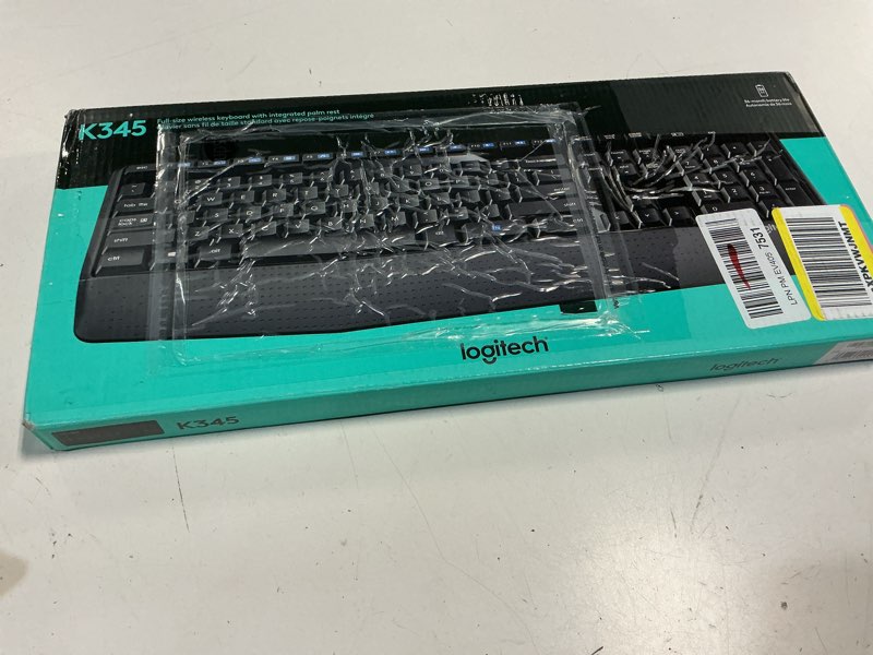 Condition photo showing New/Like New for logitech k345 wireless keyboard - full-sized keyboard with palm rest, 2.4 ghz wireless usb receiver - for pc, laptop keyboard 1 pack