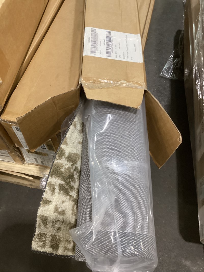 Glitzhome 5x8 striped textured blue/ivory/tan area rug(exact product info unknown)