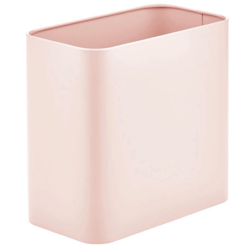 mdesign metal wastepaper bin — compact rectangular bathroom bin — rubbish basket for home and office