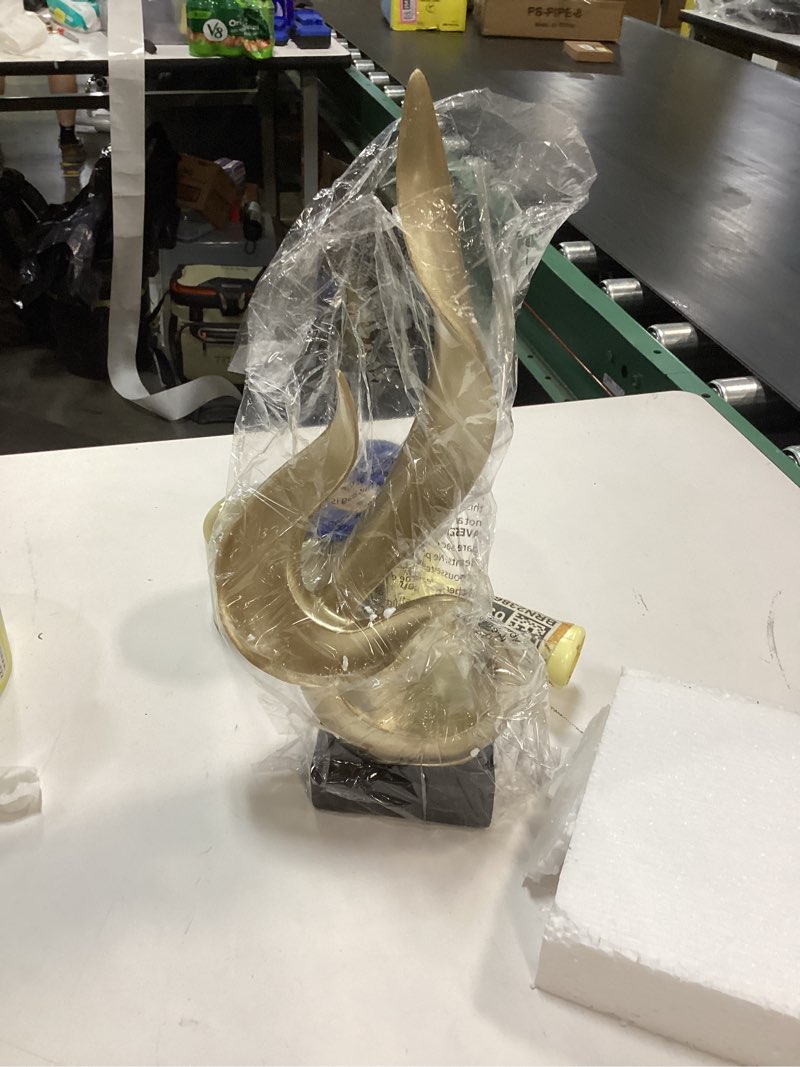 Paytonture Gold Fire Flame Sculpture, Modern Abstract Resin Statue, Art Statue Home Decor for Living