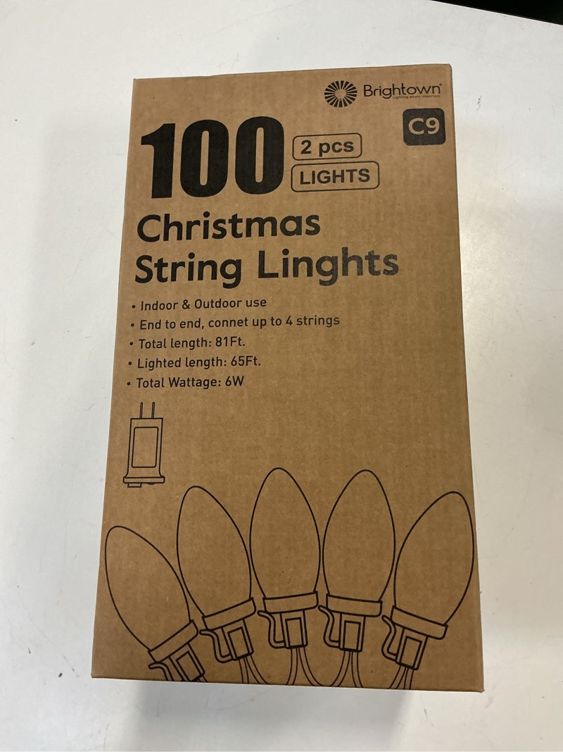 Condition photo showing New/Like New for Brightown C9 Christmas Lights Outdoor 2 Pack - Total 162 FT 200 LED C9 String Lights, with Timing & Memory, 8 Modes, Connectable, Waterproof - for Indoor Outside Tree Home Yard Decoration, Warm White Warm White 162 ft
