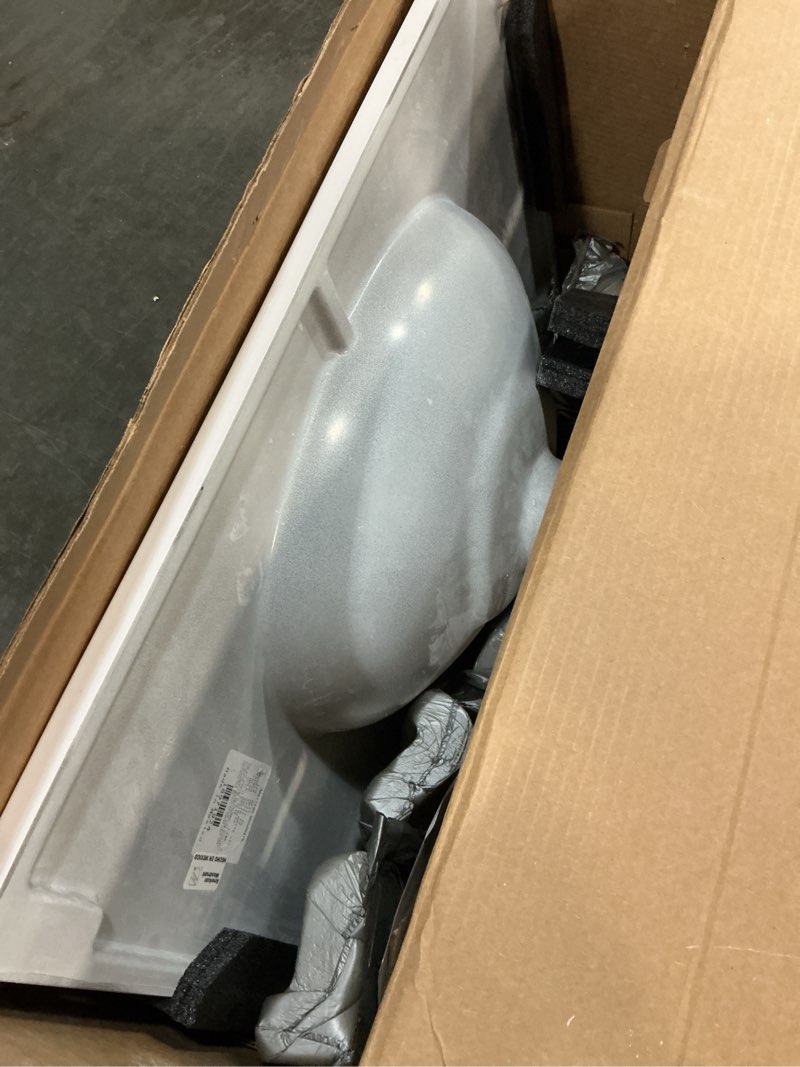 Condition photo showing As Is for project source cultured marble vanity tops 37-in x 22-in white cultured marble integral single sink 3-hole bathroom vanity top