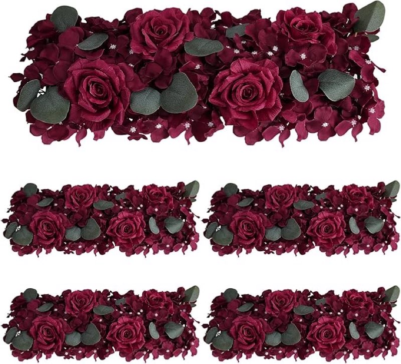 pack of 4 artificial flower wedding arch decorations, 18 inch floral centerpieces for party bridal shower event table wall arrangement - burgundy